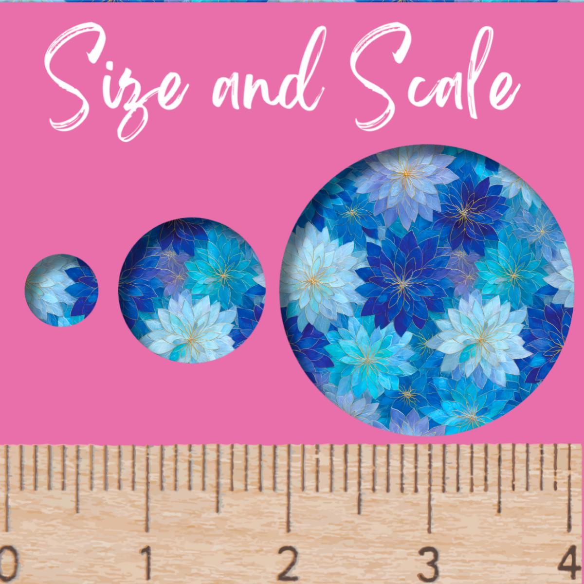 Blue Floral Stained Glass Patterned Cast Acrylic MDF or Flex Material