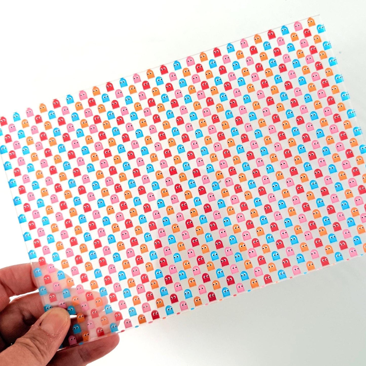 Pac Man Acrylic Sheet - 1/8 Inch Clear Acrylic 5x8 Gamer Pattern Panel Patterned Cast Acrylic, Flex and Wood for Lasers