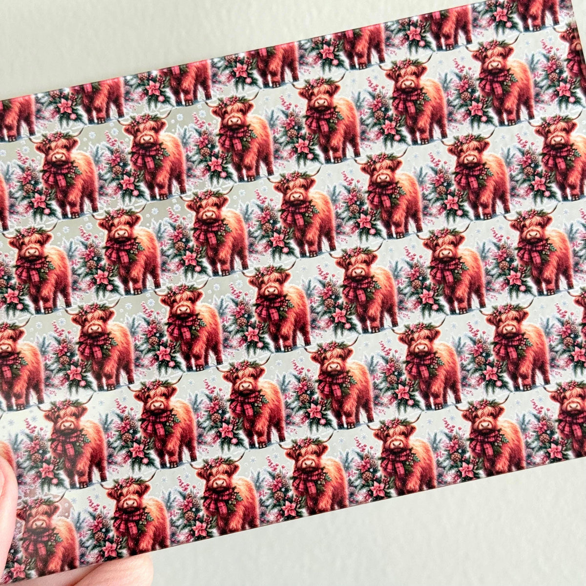 Christmas Highland Cow UV Printed Acrylic Sheet for Lasers