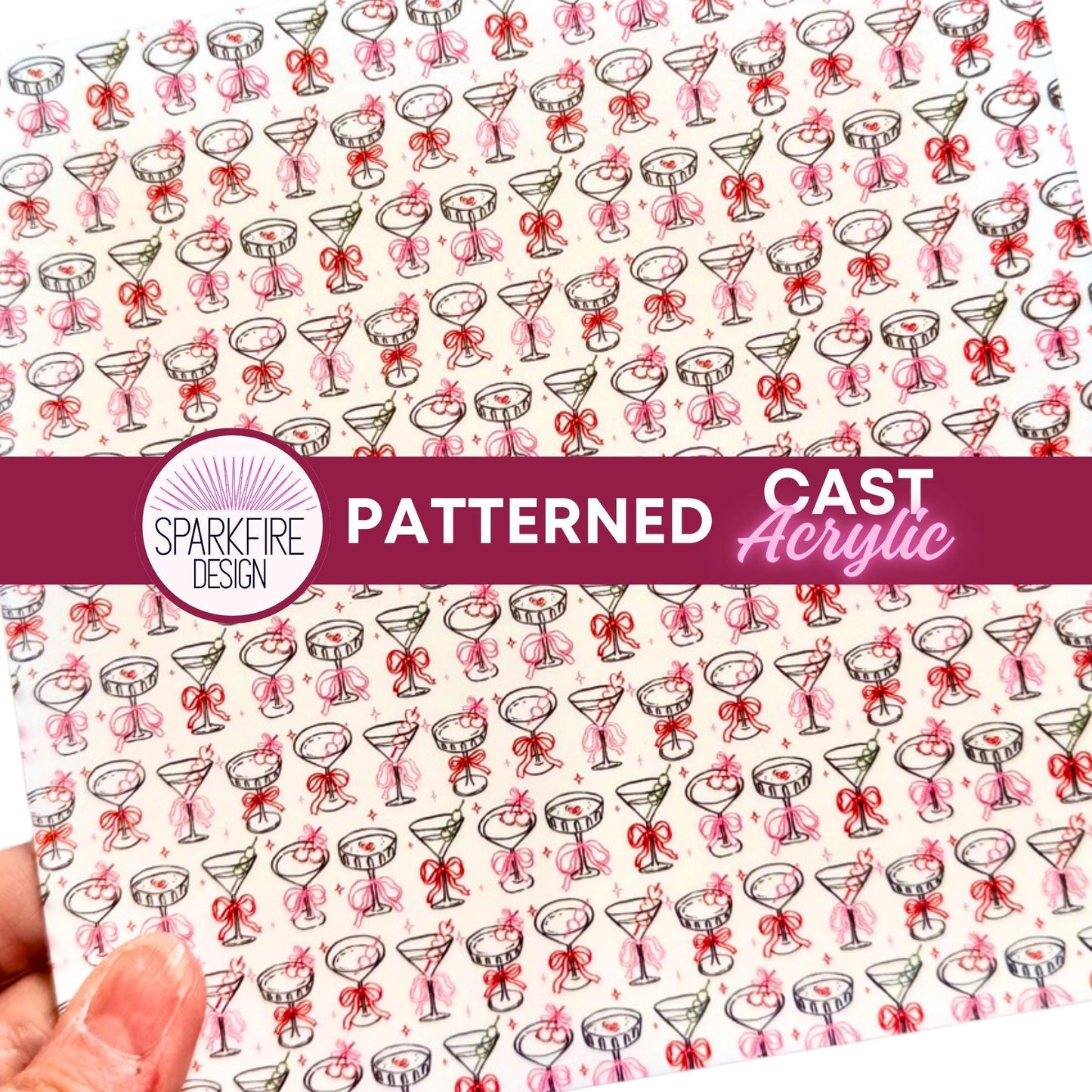 Uv Printed Acrylic Champagne Glass Design - Party Patterned Acrylic Sheets for Lasers Patterned Cast Acrylic, Flex and Wood for Lasers