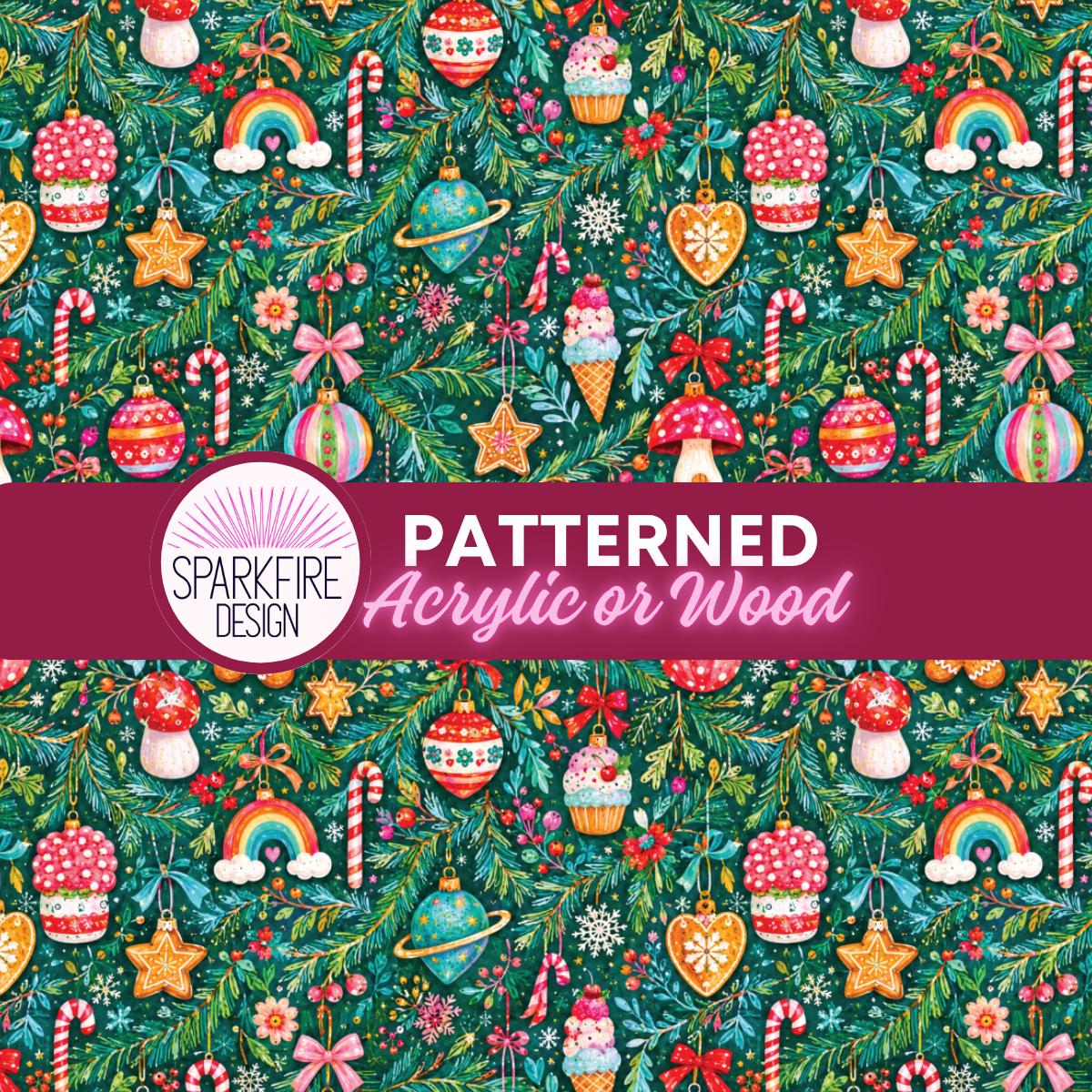 Patterned Acrylic Sheet, Christmas Lights Stained Glass Laser