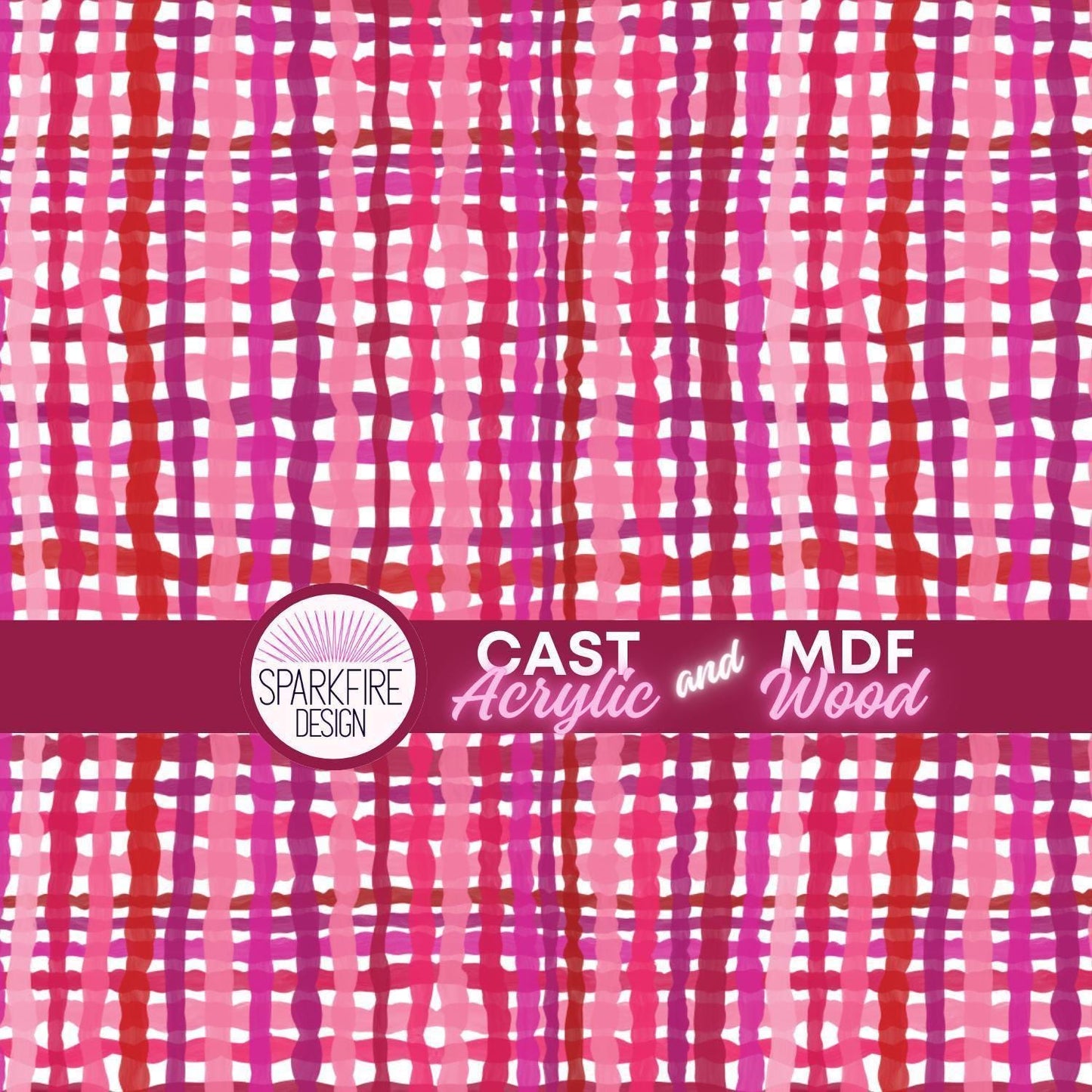 Pink Plaid Patterned Cast Acrylic, Flex and Wood for Lasers