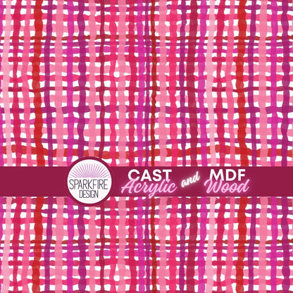 Pink Plaid Patterned Cast Acrylic, Flex and Wood for Lasers