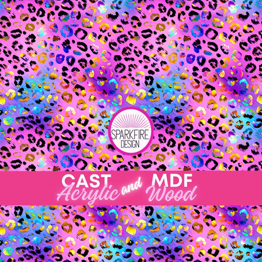 Pink Purple Patterned Laser Acrylic Sheet, Pink Purple Leopard Print, Earrings