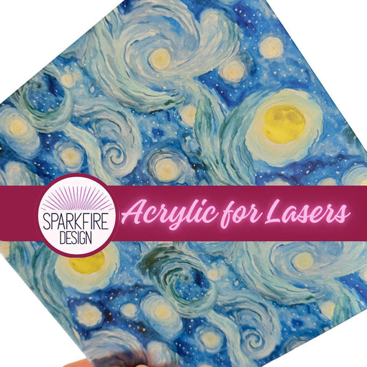 Transparent Acrylic Sheets – 6x6 Clear Core UV Printed Acrylic for Laser Cutting Patterned Cast Acrylic, Flex and Wood for Lasers