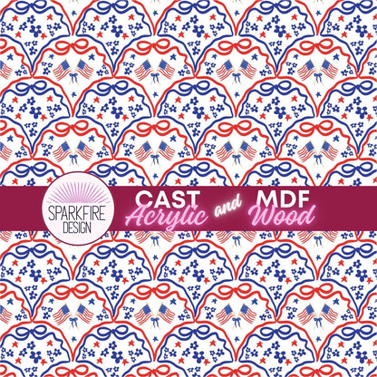 Red, White and Blue Flag Patterned acrylic sheet for laser cutting. The pattern is patriotic, 4th of July, and patriotic.