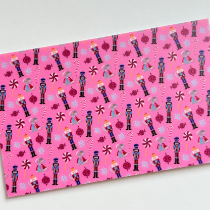 Patterned Acrylic Sheet, Pink Nutcracker Laser Cast Acrylic, Christmas