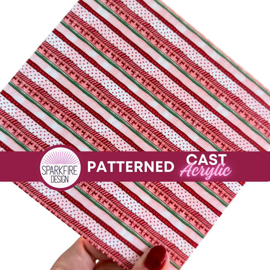 Christmas Acrylic, Christmas Patterned Cast Acrylic for Lasers, Xmas Acrylic, Acrylic for jewelry, Acrylic for Glowforge