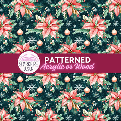 Patterned Laser Acrylic, Christmas Floral Cast Sheet For Lasers