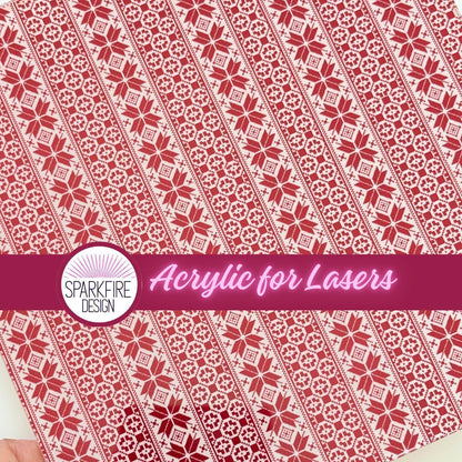 Patterned Cast Acrylic, Poinsettias Floral Red Yellow Laser Sheet