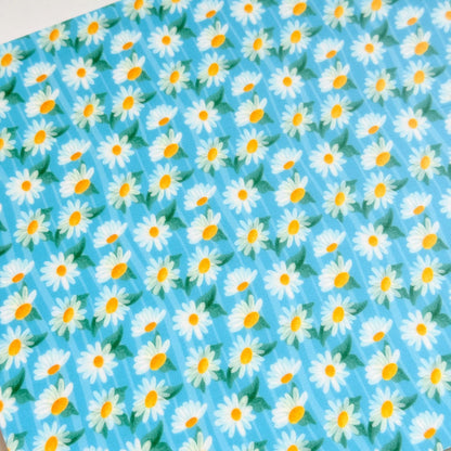 Blue Daisy Acrylic Sheet | Two Sided UV Printed Floral Acrylic for Jewelry and Laser Cutting