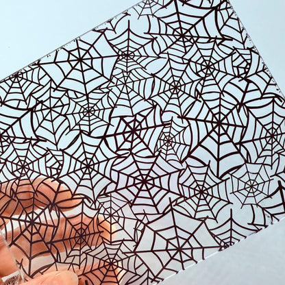 Halloween Acrylic, Spider Web Clear Acrylic, Web UV Printed Acrylic for Lasers for Jewelry,