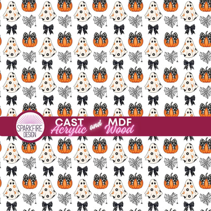 Ghosts and Pumpkins Halloween Patterned Cast Acrylic, Flex and Wood for Lasers