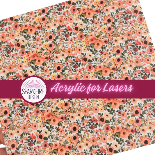 Autumn Floral Patterned Cast Acrylic, Flex and Wood for Lasers