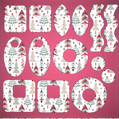 Christmas Tree Patterned Acrylic Sheets | Christmas Acrylic Patterns- Red Gray Trees
