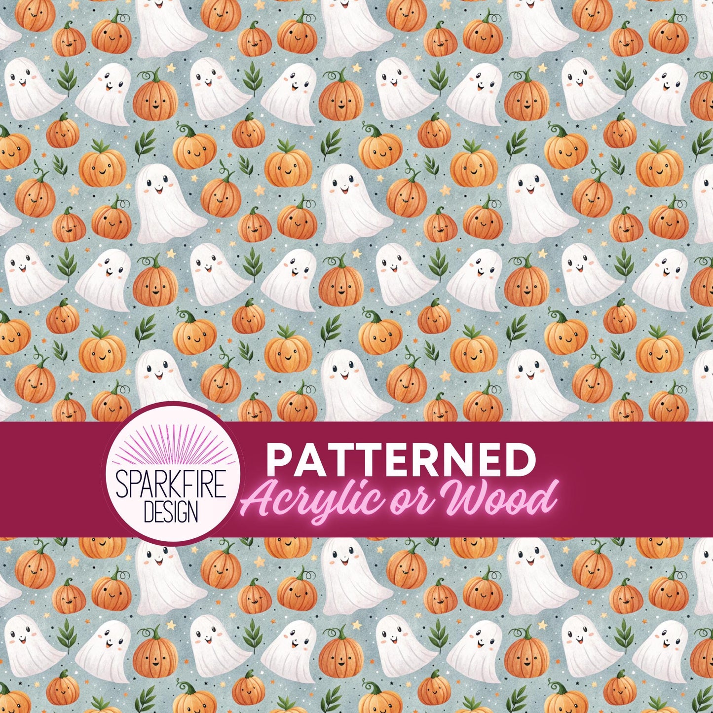 Halloween Patterned Acrylic Sheet – Ghosts Laser Cut Jewelry | Halloween Acrylic