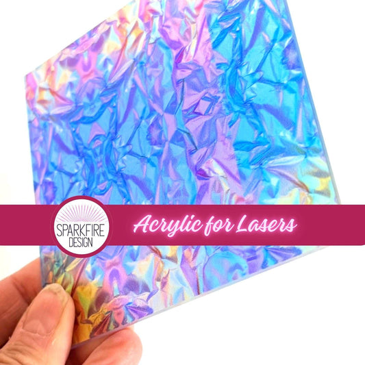 Iridescent Acrylic - Patterned Laser Cut Acrylic for Earrings | Floral UV Printed Design Patterned Cast Acrylic, Flex and Wood for Lasers