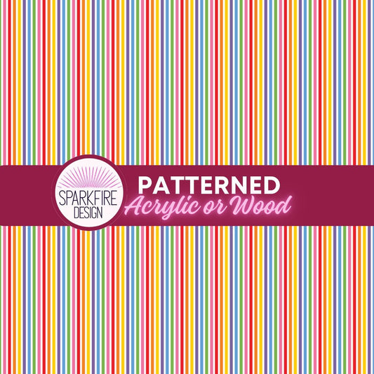 Patterned Acrylic Sheet - Rainbow Stripes Cast Acrylic, Wood, and Flex for Laser Cutting