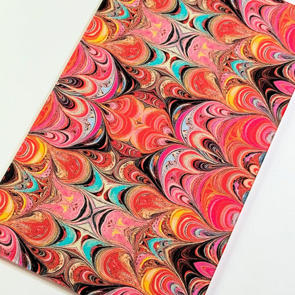 Red and Yellow Swirl Patterned Cast Acrylic, Flex and Wood for Lasers