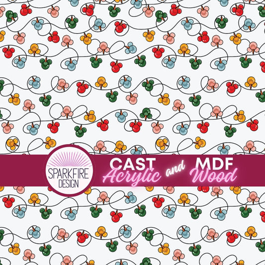 Christmas Lights Mouse Patterned Acrylic - Laser Cut Acrylic Sheet