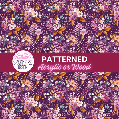 Purple Fall Flowers Patterned Cast Acrylic, Flex and Wood for Lasers