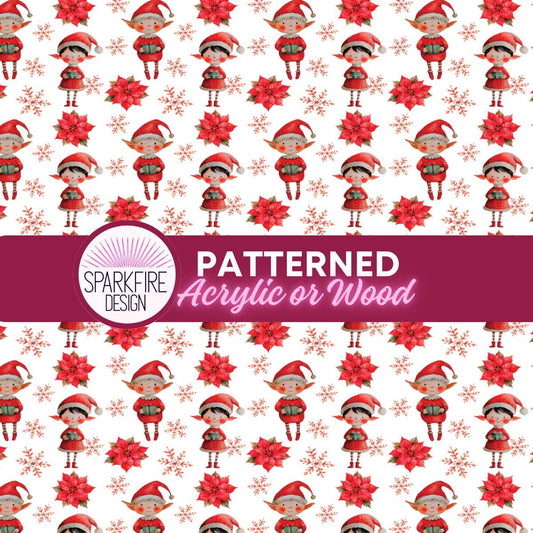 Christmas Patterned Acrylic Sheets - Christmas Elf Design