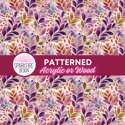 Pink Purple Floral Flowers Patterned Cast Acrylic, Flex and Wood for Lasers