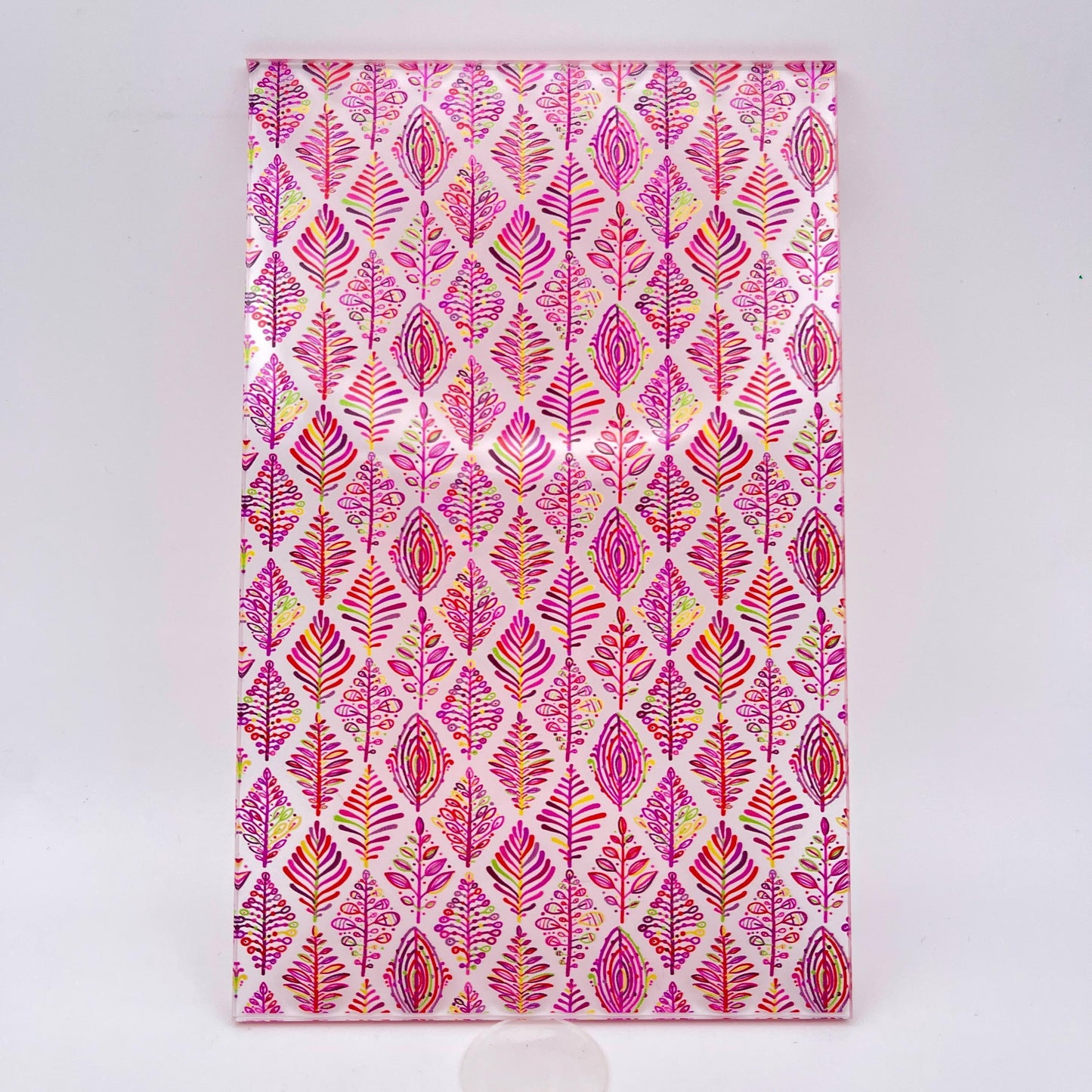 Pink Feathers Patterned Cast Acrylic, Flex and Wood for Lasers