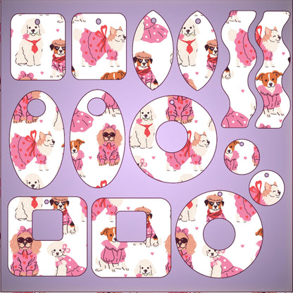 Dogs in Pink Patterned Cast Acrylic, Flex and Wood for Lasers