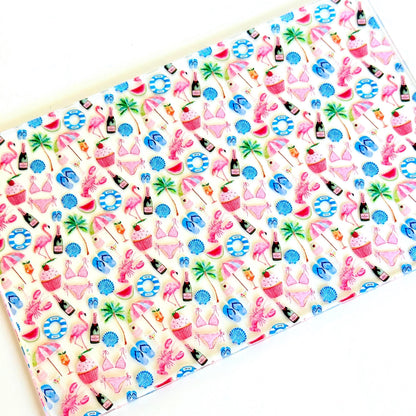 Beach and Summer Fun Patterned Cast Acrylic, Flex and Wood for Lasers