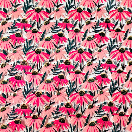 Pink Daisies Acrylic - Patterned Acrylic Sheet for Laser Cutting & Floral Jewelry Making