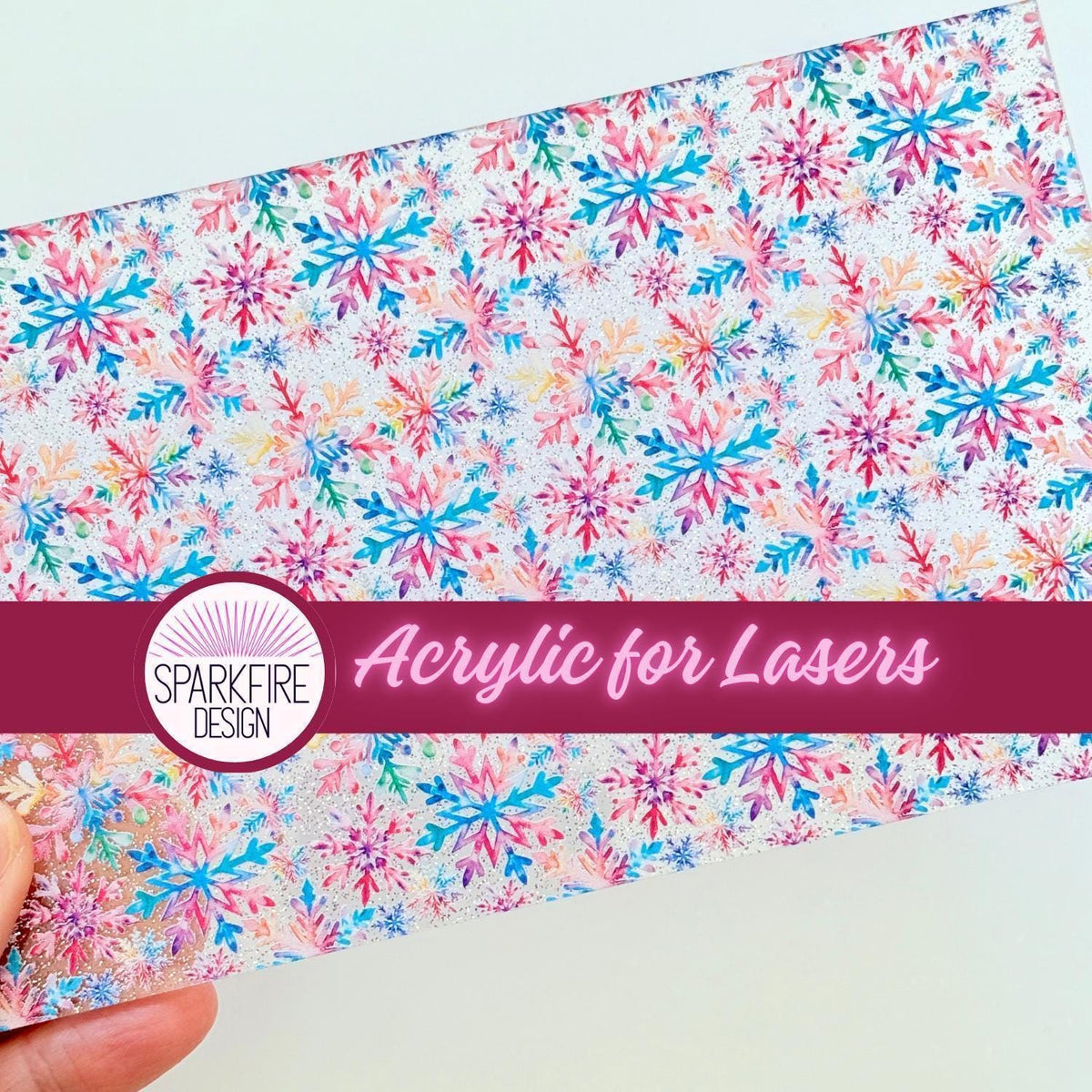 Patterned Acrylic Sheets, Snowflake Pink Blue Cast Acrylic, Laser