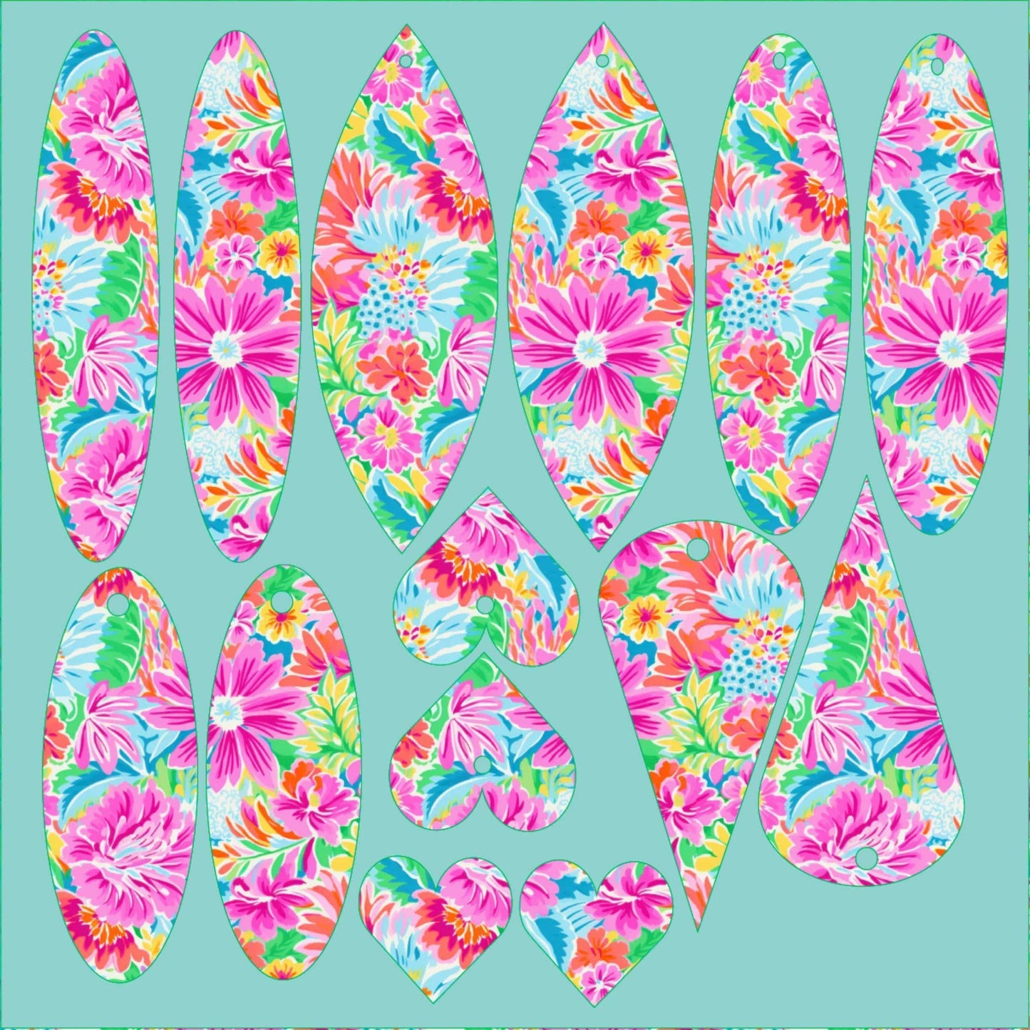 Preppy Pink Flowers Patterned Cast Acrylic, Flex and Wood for Lasers