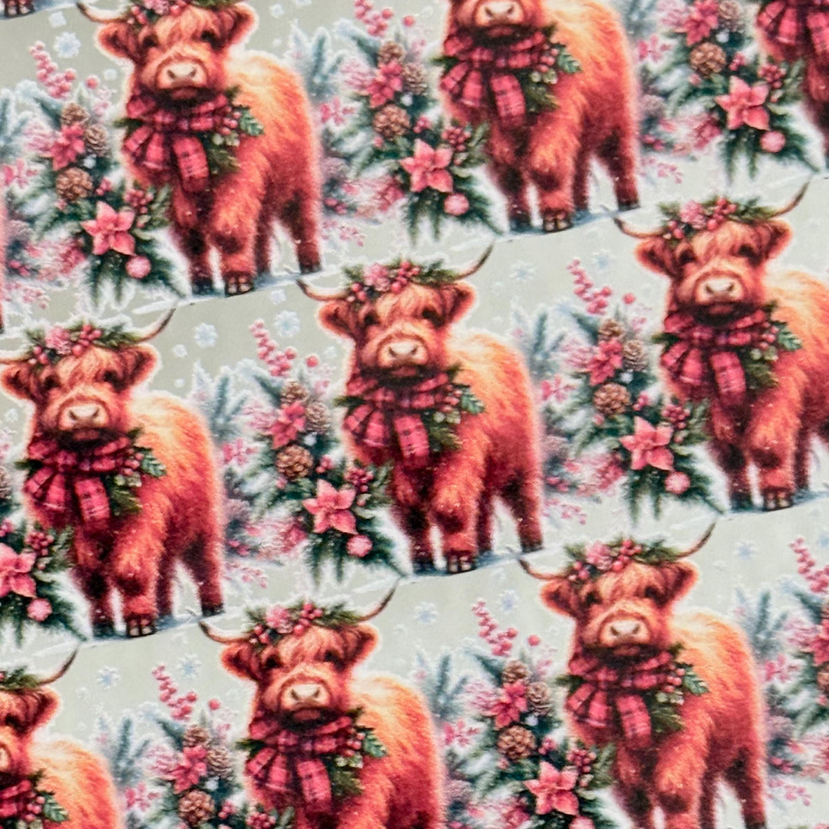 Christmas Highland Cow UV Printed Acrylic Sheet for Lasers