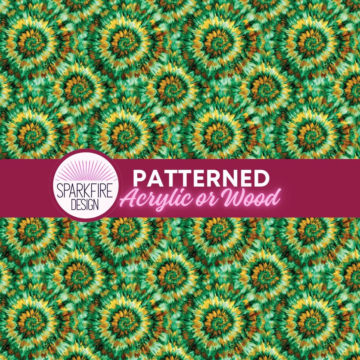 Patterned Acrylic Sheet, Green Tie Dye Stained Glass Laser Blank
