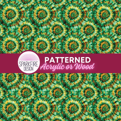 Patterned Acrylic Sheet, Green Tie Dye Stained Glass Laser Blank