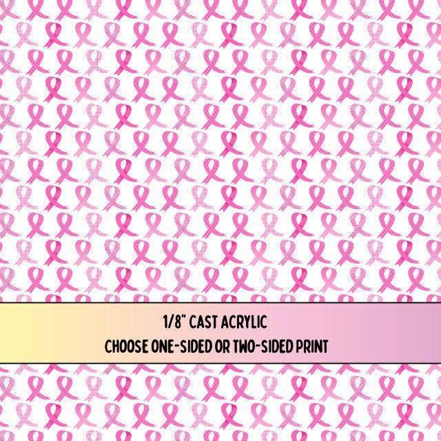 Pink Ribbon Breast Cancer Patterned Cast Acrylic, Flex and Wood for Lasers