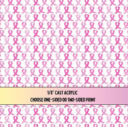 Pink Ribbon Breast Cancer Patterned Cast Acrylic, Flex and Wood for Lasers