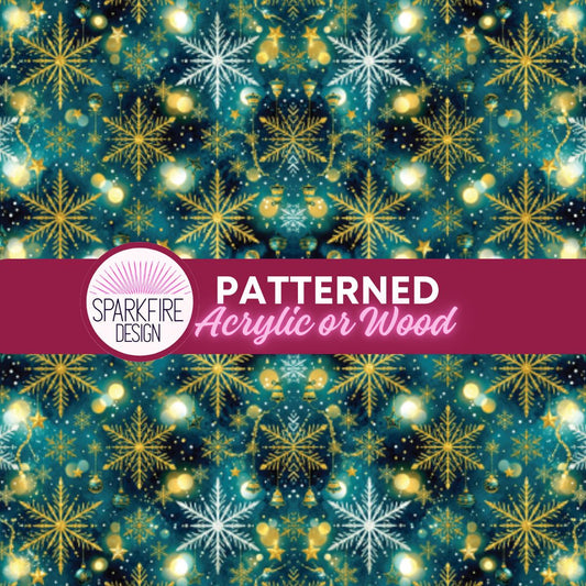 Patterned Laser Acrylic, Snowflake Christmas Cast Sheet, Red Green