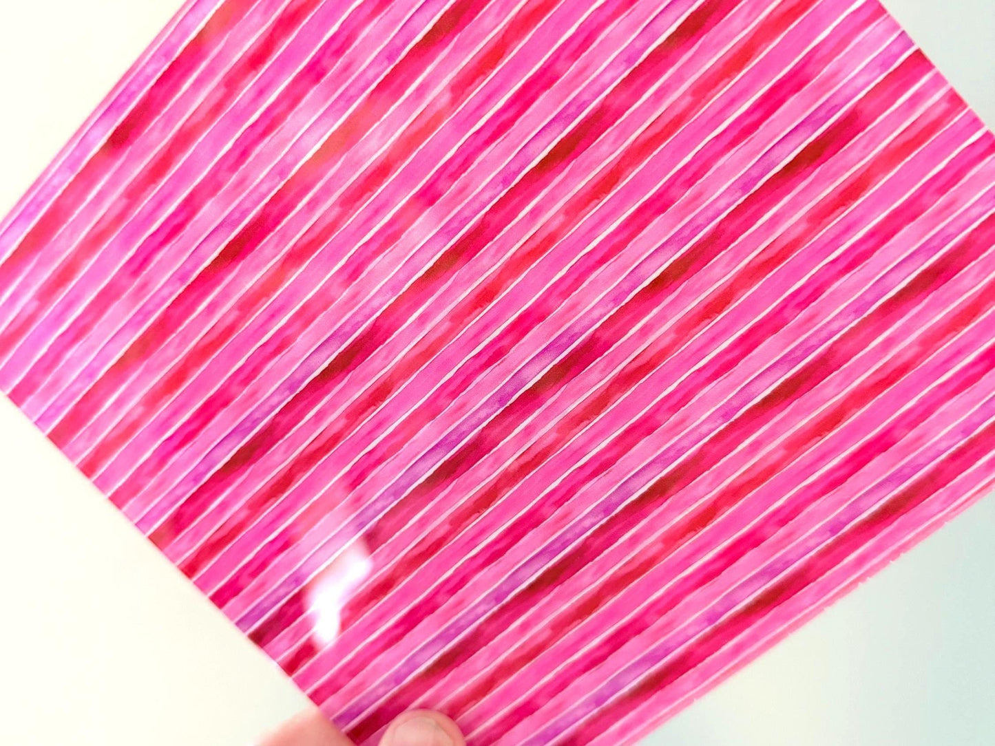 Laser Acrylic Sheets - Pink Red Stripes Patterned Clear Core 6x6 UV Printed Acrylic Patterned Cast Acrylic, Flex and Wood for Lasers