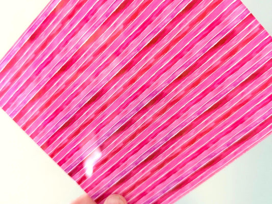 Laser Acrylic Sheets - Pink Red Stripes Patterned Clear Core 6x6 UV Printed Acrylic Patterned Cast Acrylic, Flex and Wood for Lasers