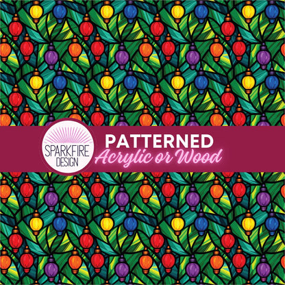 Patterned Acrylic Sheet, Christmas Lights Stained Glass Laser