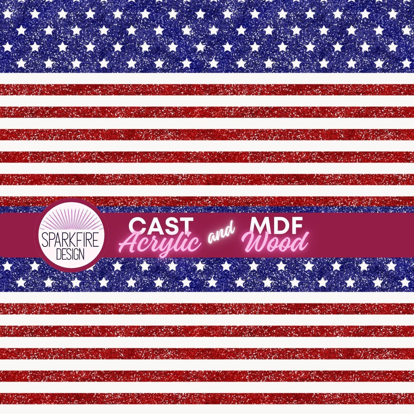 Red, White and Blue Flag Patterned acrylic sheet for laser cutting. The pattern is patriotic, 4th of July, and patriotic.