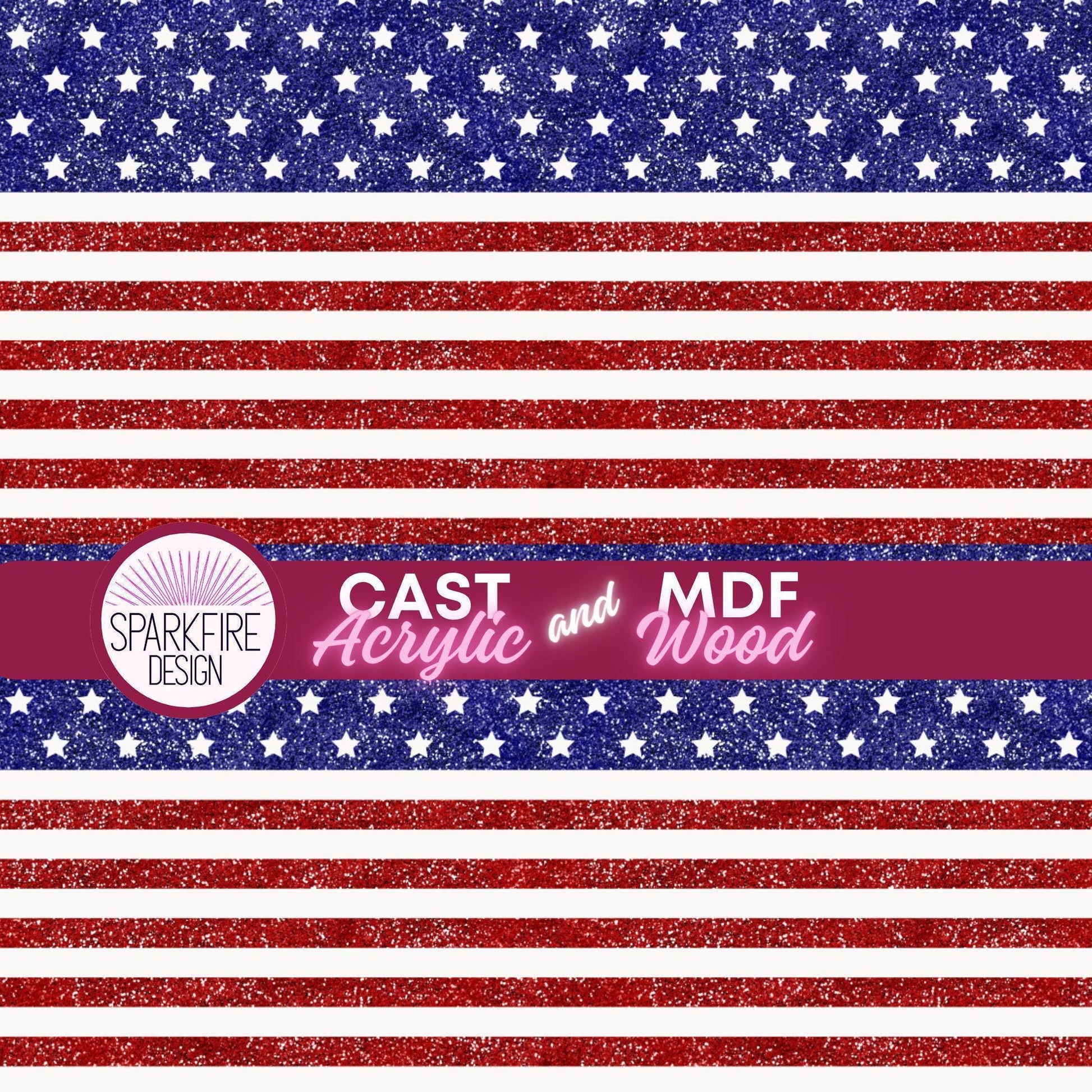 Red, White and Blue Flag Patterned acrylic sheet for laser cutting. The pattern is patriotic, 4th of July, and patriotic.