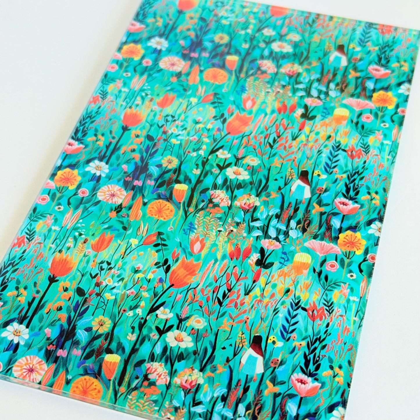 UV Printed Acrylic Floral Blue Meadow Design - Clear Sheet for Laser Cut Jewelry Patterned Cast Acrylic, Flex and Wood for Lasers