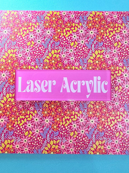 Pink Floral Acrylic Patterned Sheet - 3mm UV Printed Acrylic Square for Laser Cutting Patterned Cast Acrylic, Flex and Wood for Lasers
