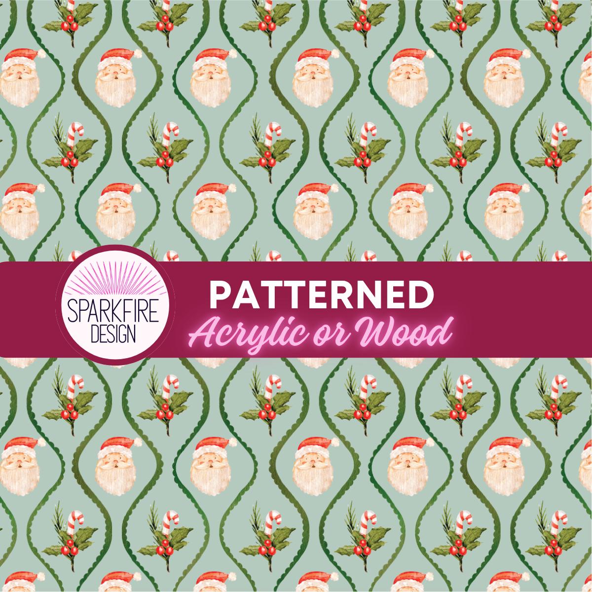 Christmas Patterned Acrylic Sheet, Santa Snowman Laser Cut Blank