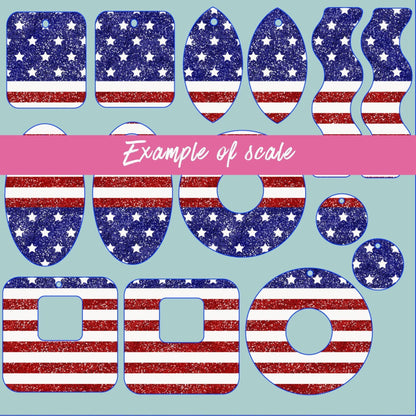 Printed Acrylic Sheets - USA Flag Stars and Stripes Patterned Acrylic for Laser Cut Jewelry Patterned Cast Acrylic, Flex and Wood for Lasers