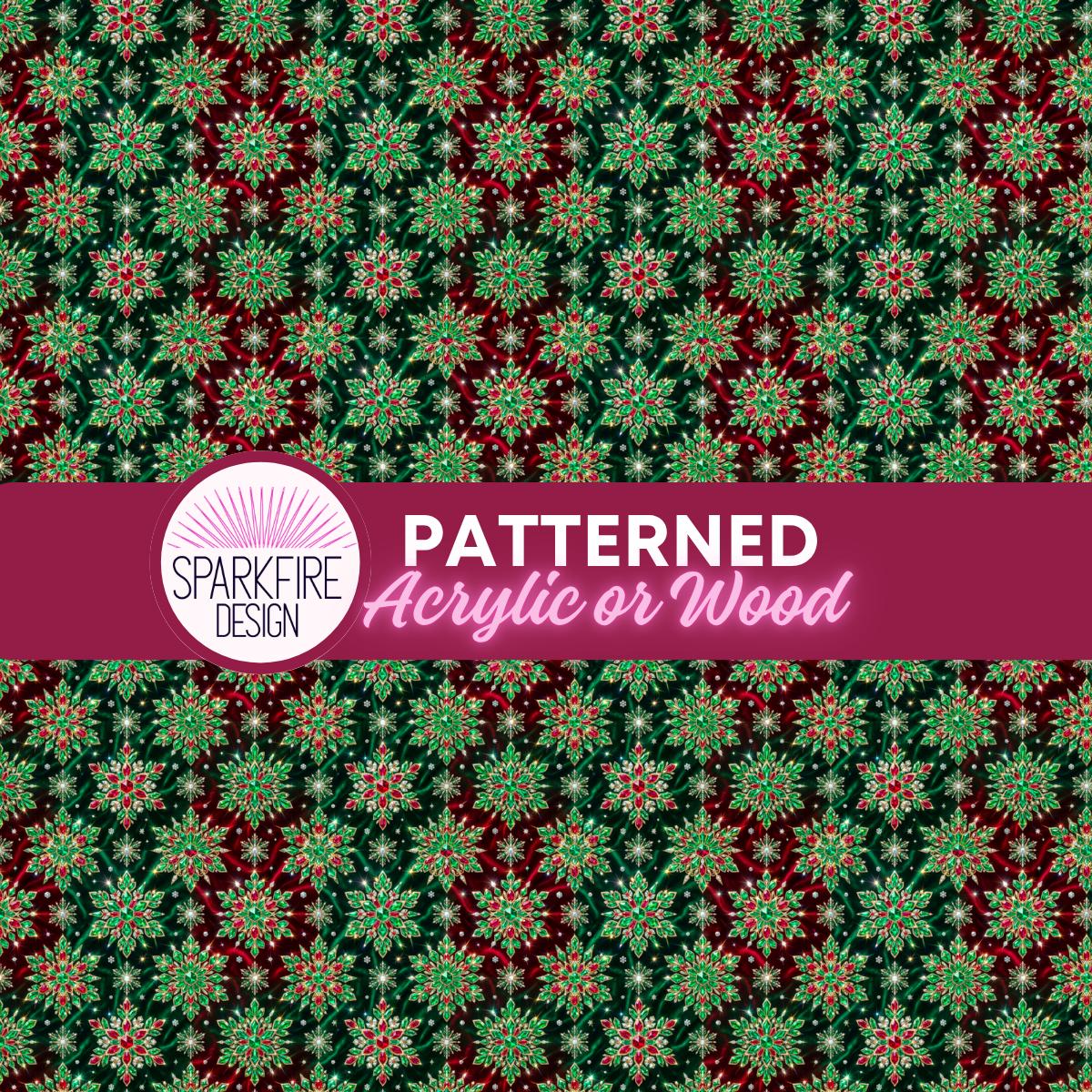Snowflake Patterned Acrylic Sheet, Christmas Laser Cut, Red Green