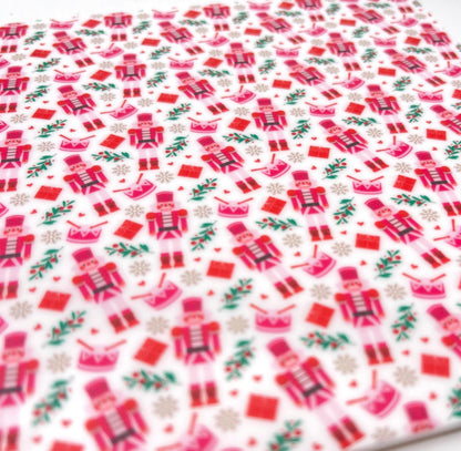 Nutcracker Pink Christmas Patterned Acrylic Sheet - Nutcracker Christmas Design for Laser Cutting